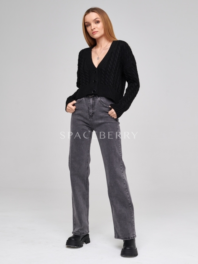 Женские классические широкие джинсы клеш