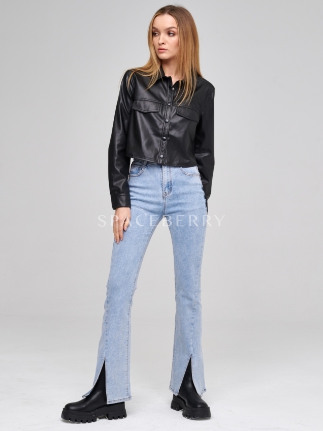 Женские классические широкие джинсы клеш