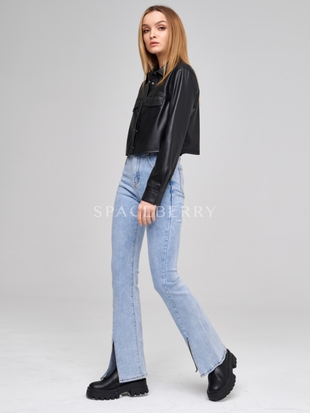 Женские классические широкие джинсы клеш