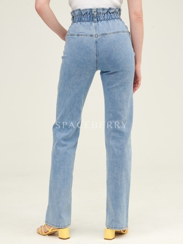 Женские широкие прямые джинсы-трубы