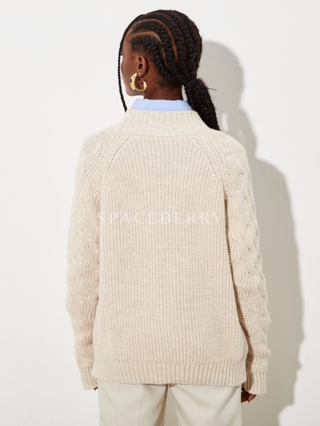 Женский вязаный свитер оверсайз, джемпер с высоким горлом