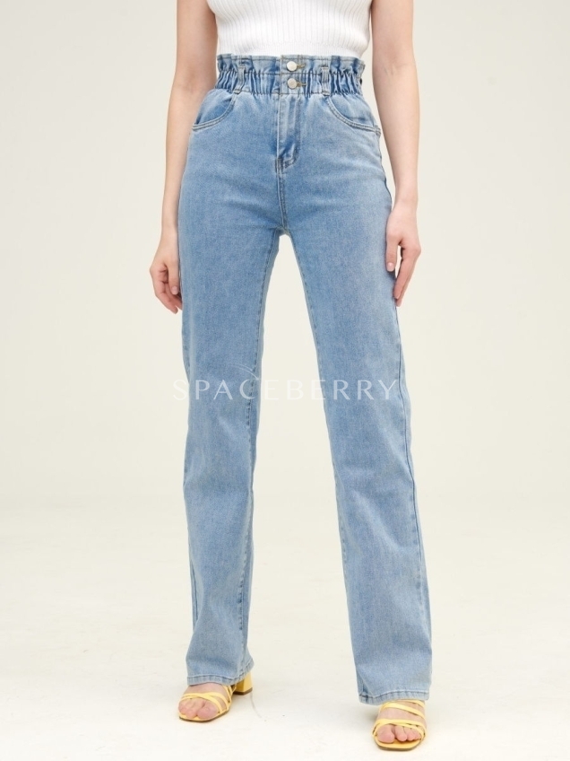Женские широкие прямые джинсы-трубы