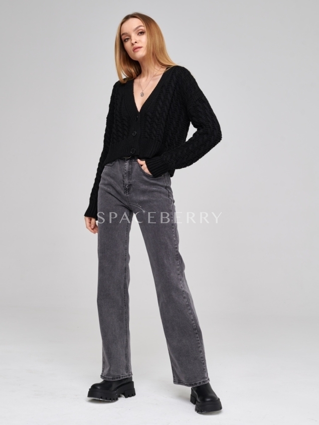 Женские классические широкие джинсы клеш