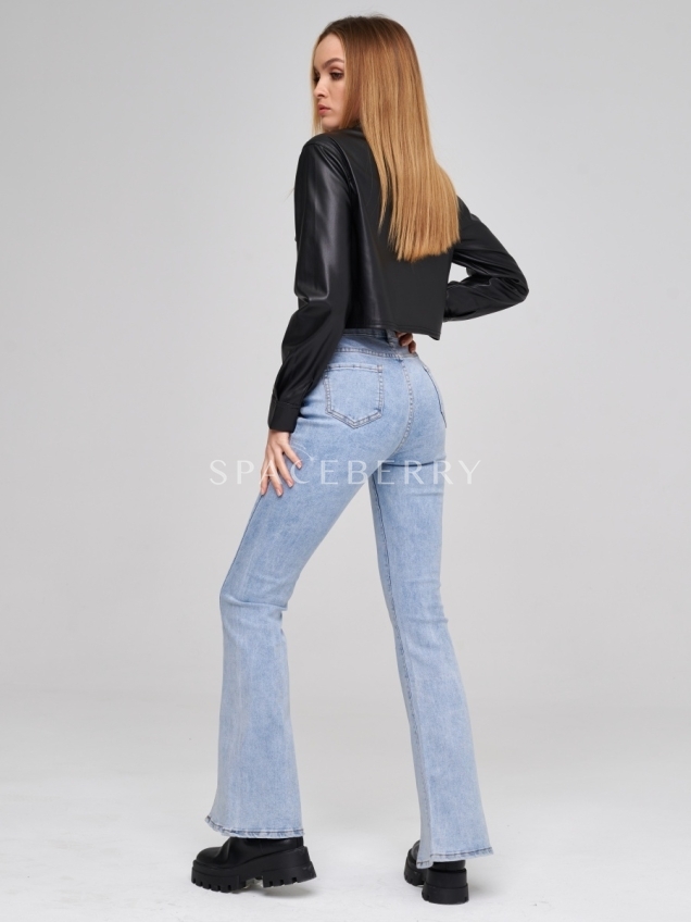 Женские классические широкие джинсы клеш