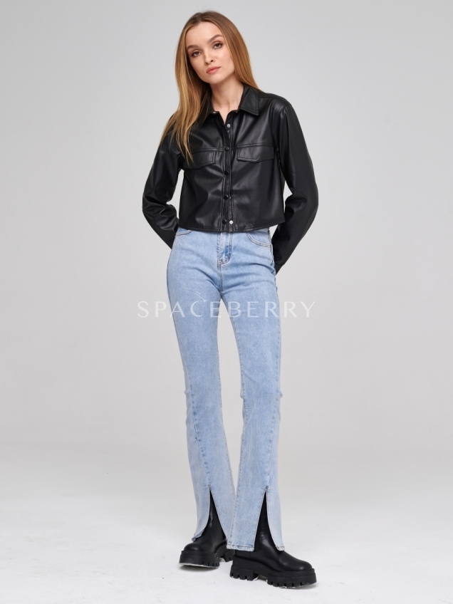 Женские классические широкие джинсы клеш