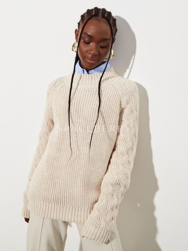 Женский вязаный свитер оверсайз, джемпер с высоким горлом