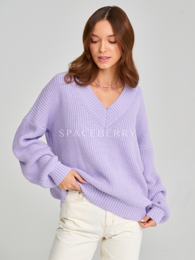 Женский вязаный свитер оверсайз, джемпер