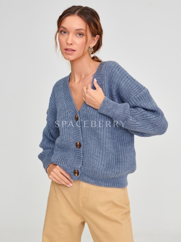 Женский вязаный кардиган оверсайз, кофта