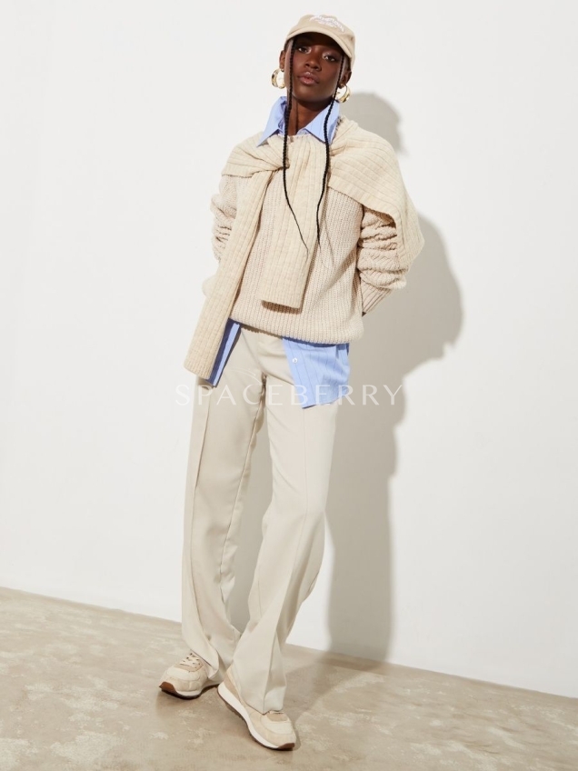 Женский вязаный свитер оверсайз, джемпер с высоким горлом